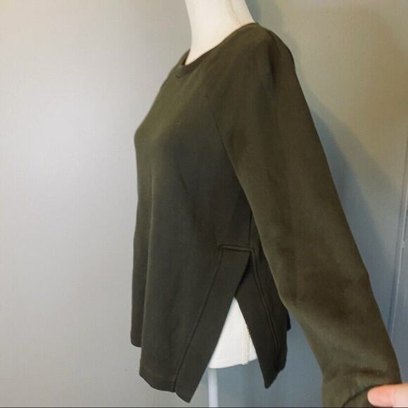 Lou and Grey Sweater Womens XS Pullover Oversized Top Olive Knit Cotton Blend - Picture 5 of 9